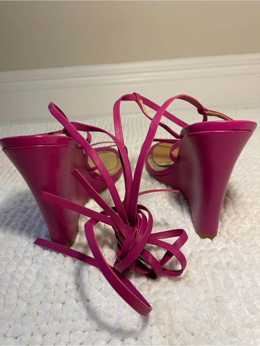 SCHUTZ Hot Pink Strappy Lace-Up Heels